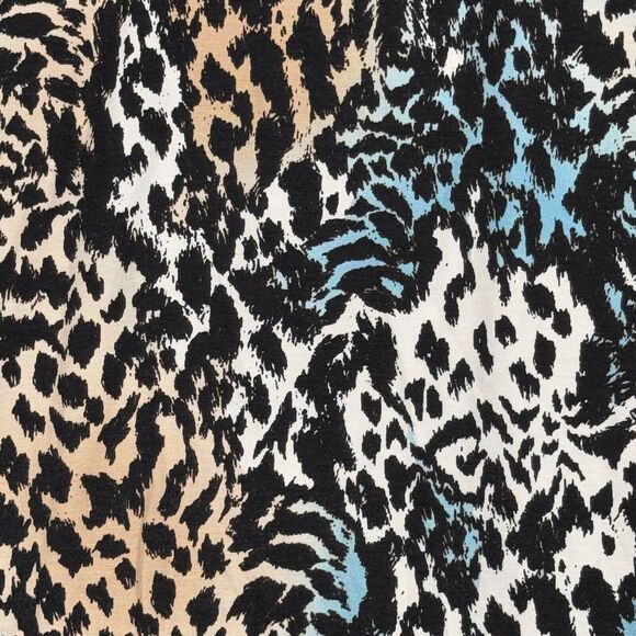St John Shirt Womens Large Black Blue Leopard Cheetah Abstract Animal Print Bold - Picture 5 of 10